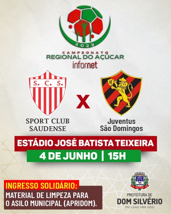 DOMINGO TEM SPORT CLUB SAUDENSE NO REGIONAL DO AÇÚCAR