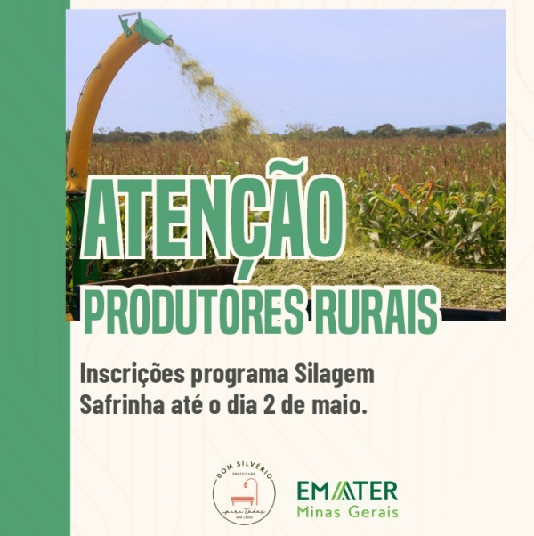 PREFEITURA ABRE INSCRIÇÕES PARA PROGRAMA SILAGEM SAFRINHA