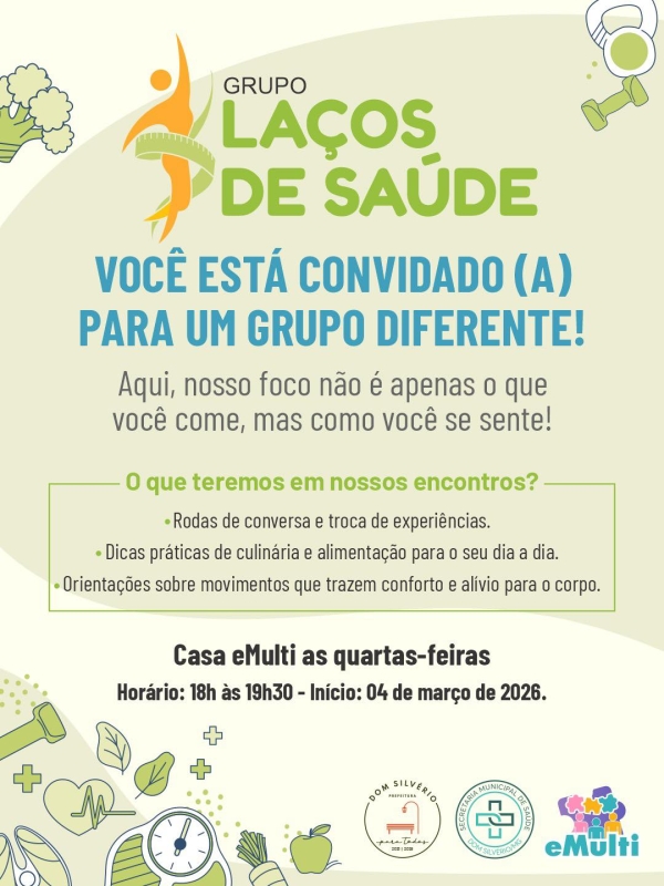 VEM A&Iacute; O GRUPO LA&Ccedil;OS DE SA&Uacute;DE EM DOM SILV&Eacute;RIO