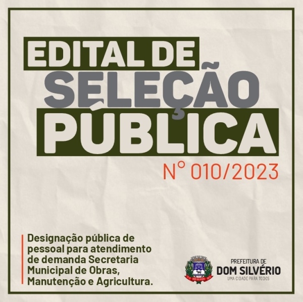 PROCESSO SELETIVO  PARA CONTRATAÇÃO DE PESSOAL PARA SECRETARIA DE OBRAS, MANUTENÇÃO E AGRICULTURA