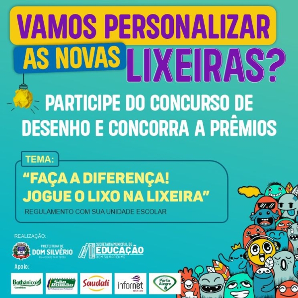 EDUCAÇÃO REALIZA CONCURSO DE DESENHO PARA PERSONALIZAR NOVAS LIXEIRAS
