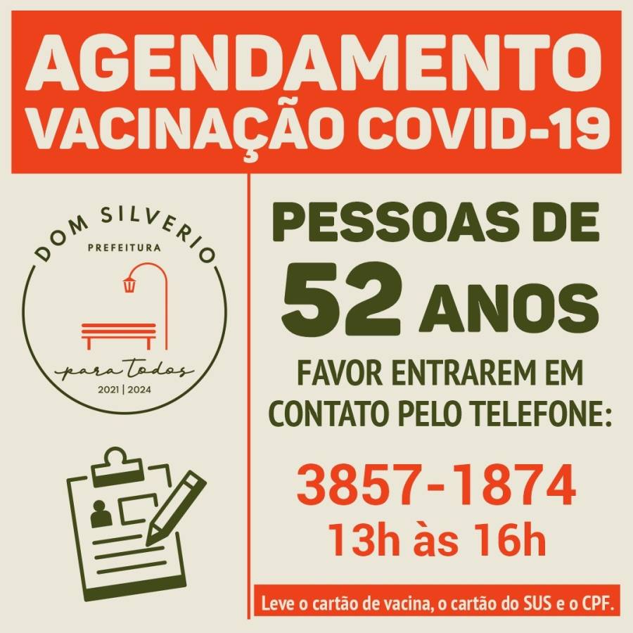 Agendamento vacinação Covid-19 - 52 anos