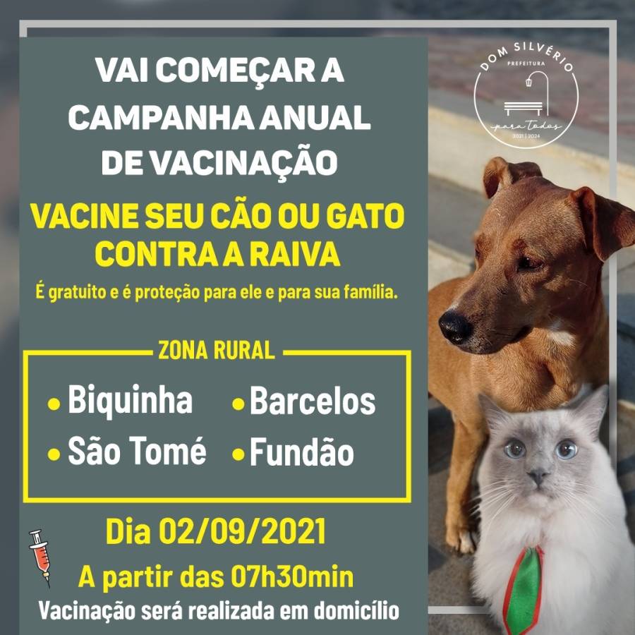 Vacinação anual contra raiva - 02 de setembro