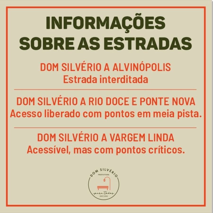 Informações sobre as estradas