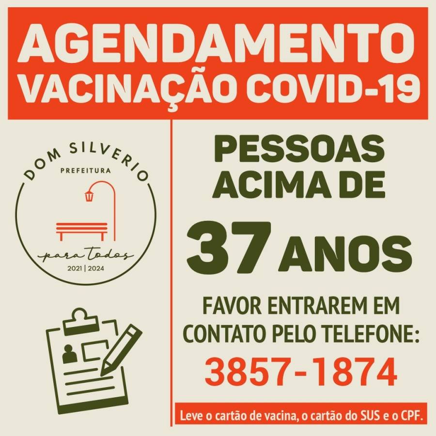 Agendamento Vacina&ccedil;&atilde;o Covid-19 - Pessoas acima de 37 anos