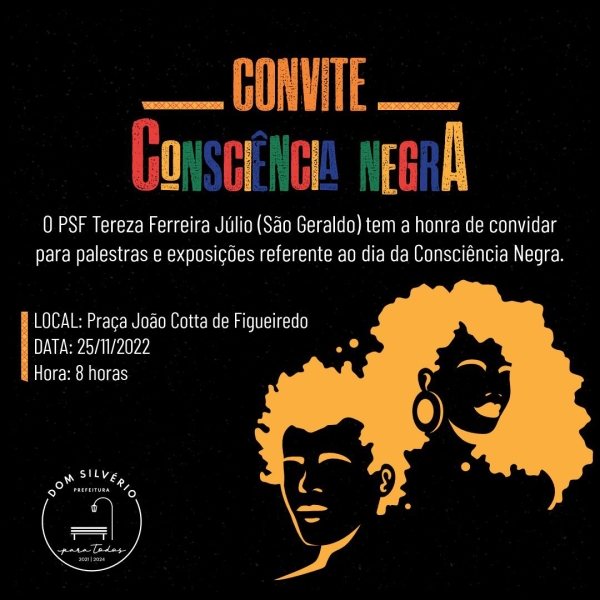PSF SÃO GERALDO REALIZARÁ ATIVIDADE EM ALUSÃO AO DIA DA CONSCIÊNCIA NEGRA