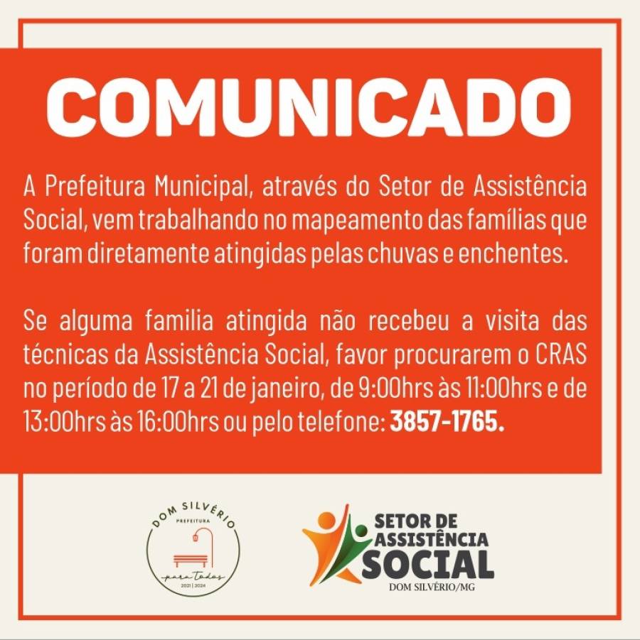 Mapeamento das famílias atingidas pelas chuvas