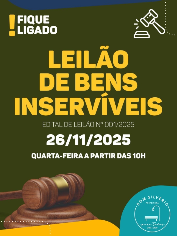 PREFEITURA DE DOM SILV&Eacute;RIO ANUNCIA LEIL&Atilde;O ONLINE DE VE&Iacute;CULOS E SUCATAS
